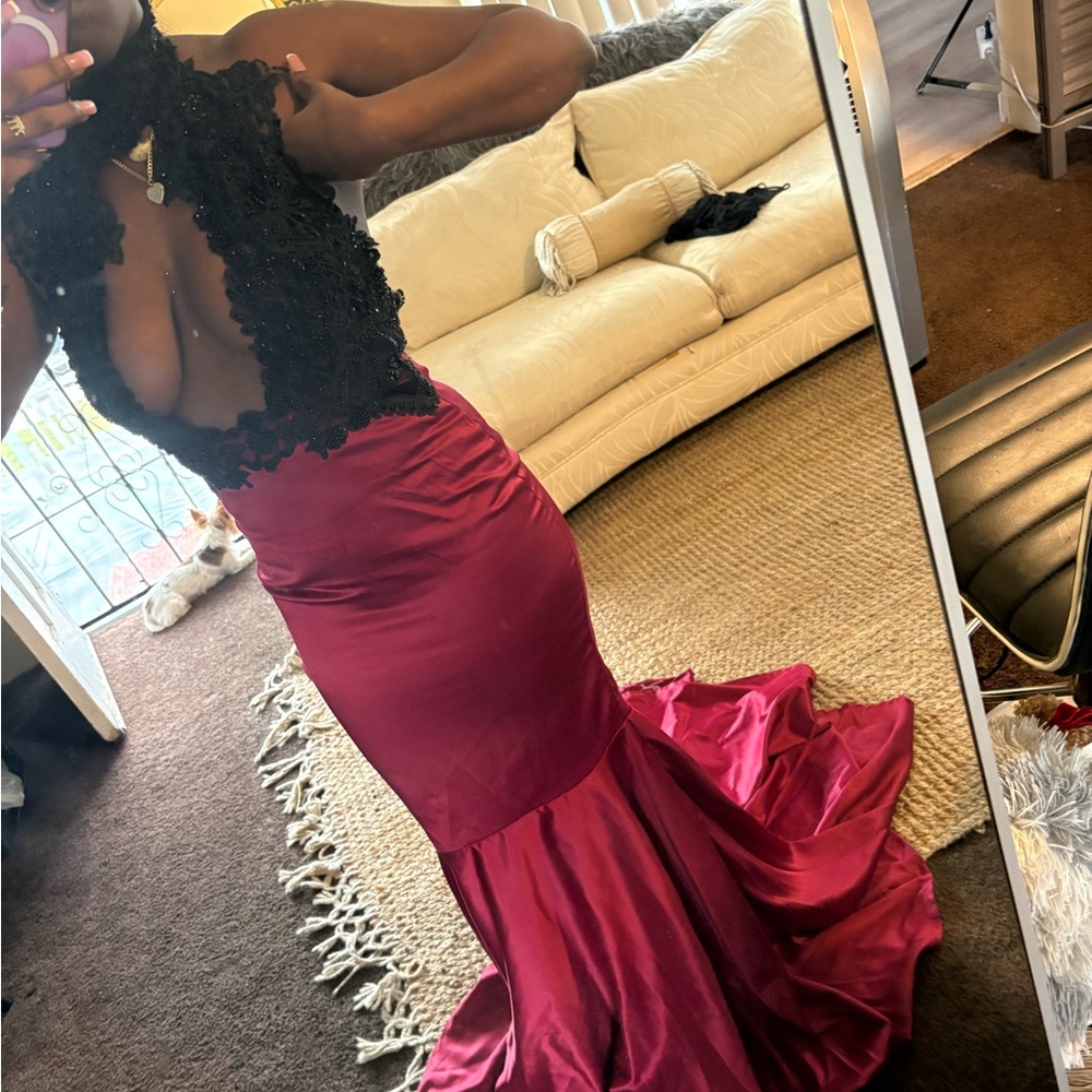 Elegant Red/burgundy Evening Gown great for prom and homecoming